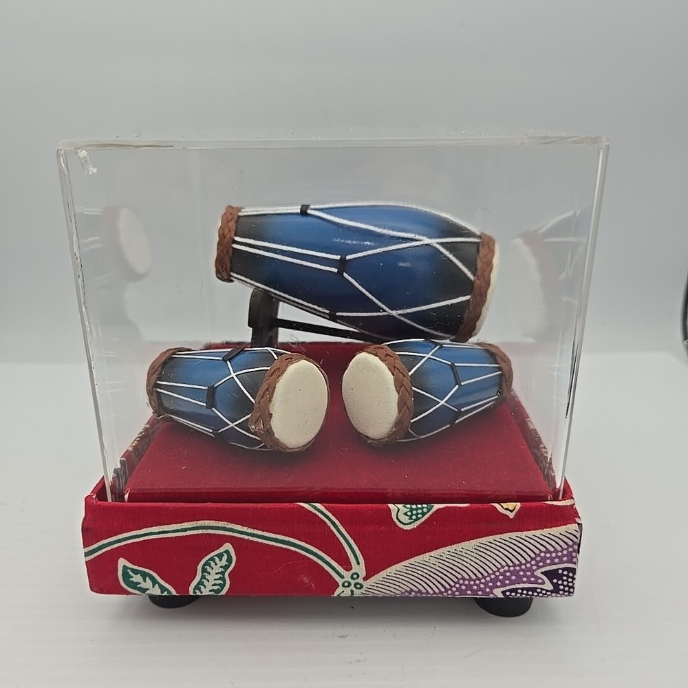 Miniature Kendang Drum Set 3 Indonesian Java Drums 2-4" Tall Dollhouse Playscale